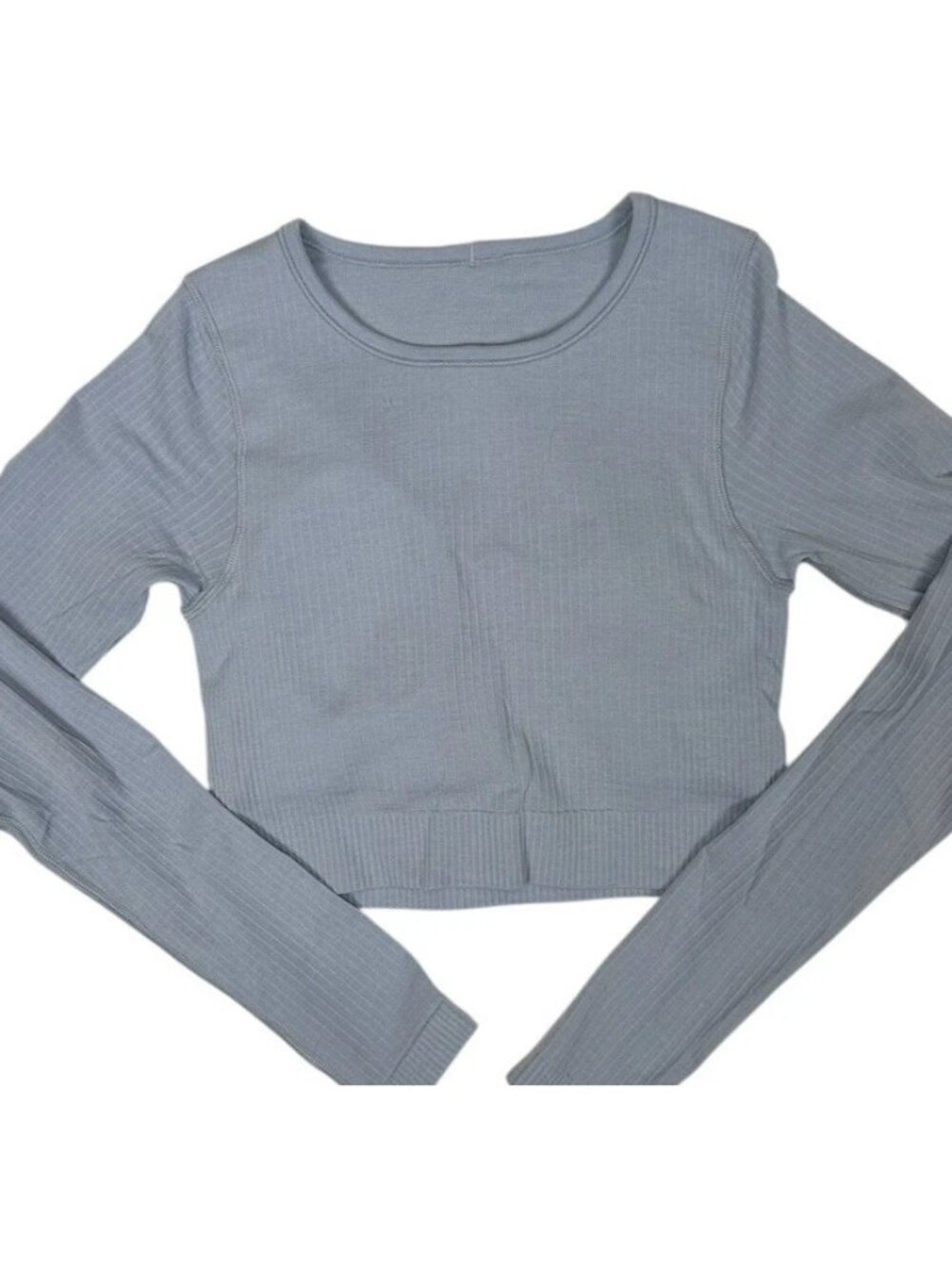 Lululemon Ribbed Crop Top Womens Size 4 Blue Athletic Yoga Fitted Soft